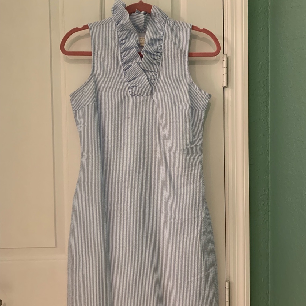 Blue seersucker dress